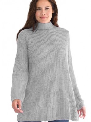 Womens-Plus-Size-Sweater-pullover-swing-style-in-Shaker-stitch-with-mock-0