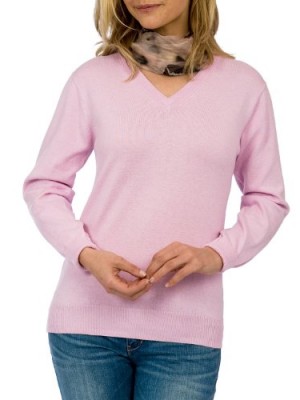 Wool-Overs-Womens-Cashmere-Cotton-V-Neck-Sweater-Caribbean-Pink-Extra-Large-0