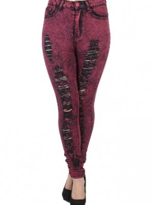 XH9002W-Womens-Plus-Size-High-Waist-Color-Acid-Wash-Skinny-Distressed-Ripped-Destroyed-Jeans-in-Burgundy-Size-1XL-0
